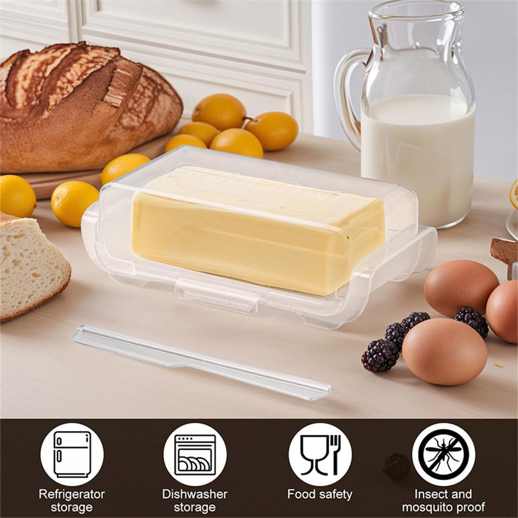 Butter-Teilungs-Aufbewahrungsbox mit Deckel Käse-Aufbewahrungsbox Kunststoff-Butterbehälter für Küchen Kühlschrank Einfach zu bedienen