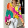 Women's Autumn 3D Printed V-Neck Long Sleeve T-Shirt
