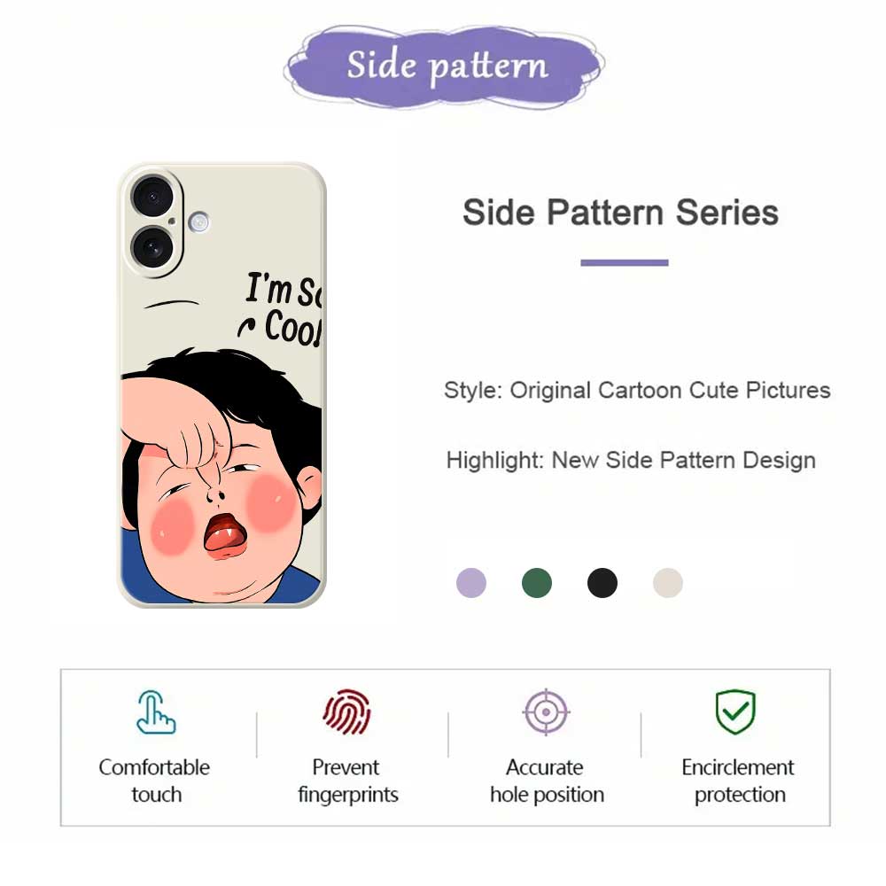 For iPhone 17 Case Make Faces Kid Pattern Printing Straight Edge TPU Phone Back Cover