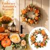 Artificial Fall Wreath with Pumpkin, Woven, for Thanksgiving Front Door Wall Hanging Decor