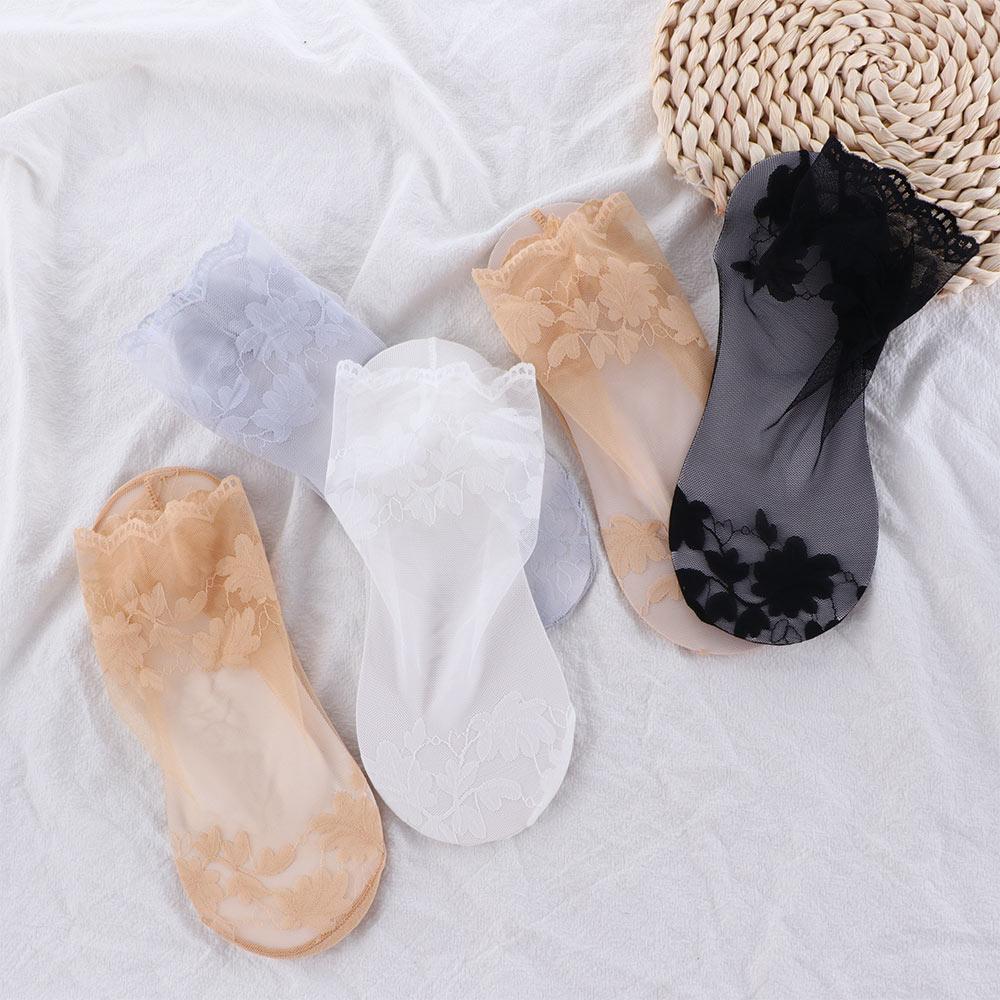 Trendy Lace Spring and Summer Cotton Accessories Shallow Mouth Leaves Socks Mesh Hosiery Boat Socks