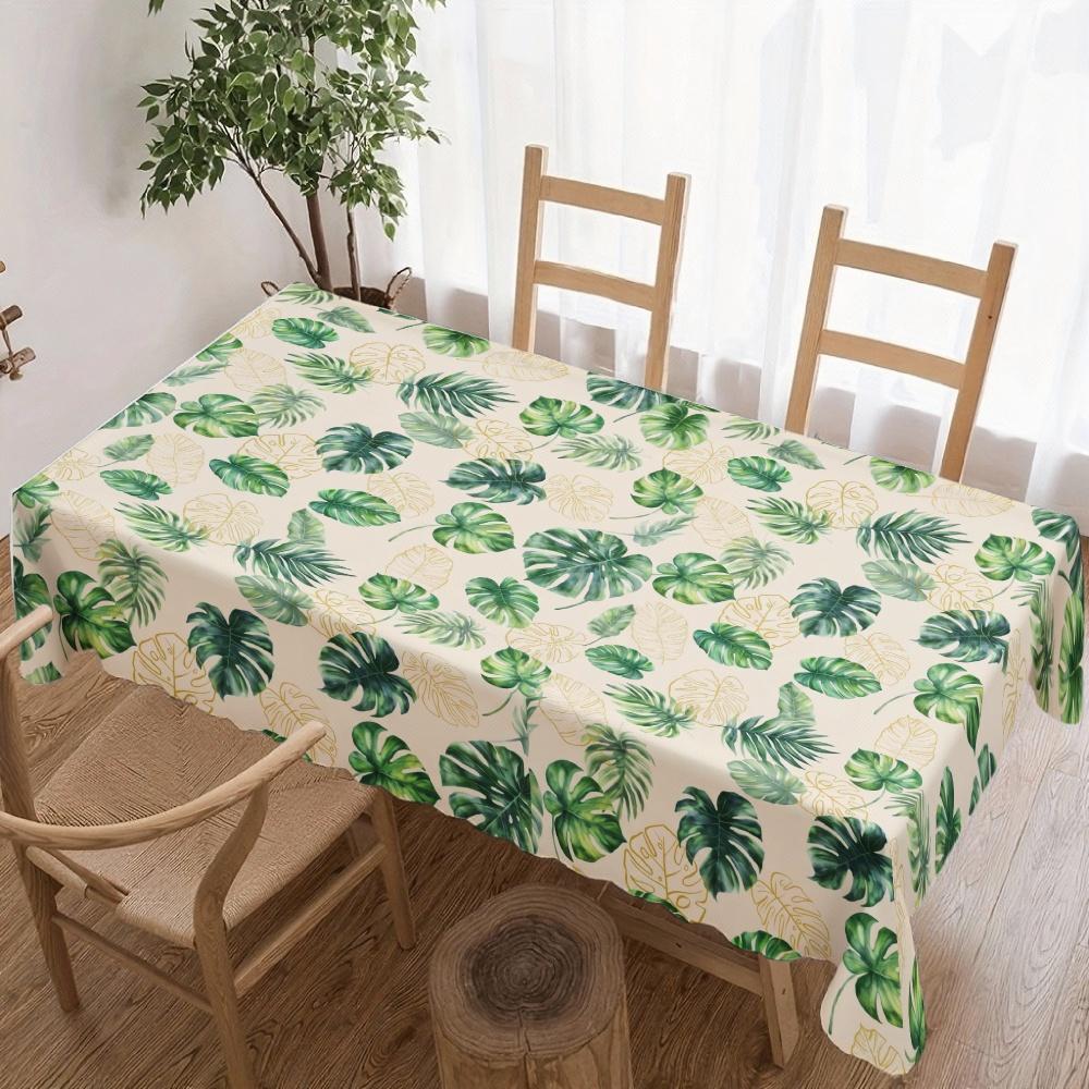 Tropical Leaves Print Rectangle Table Cloth for Table Decor Kitchen Dining Waterproof Reusable Tablecloth for Table Dining Room 90x140cm