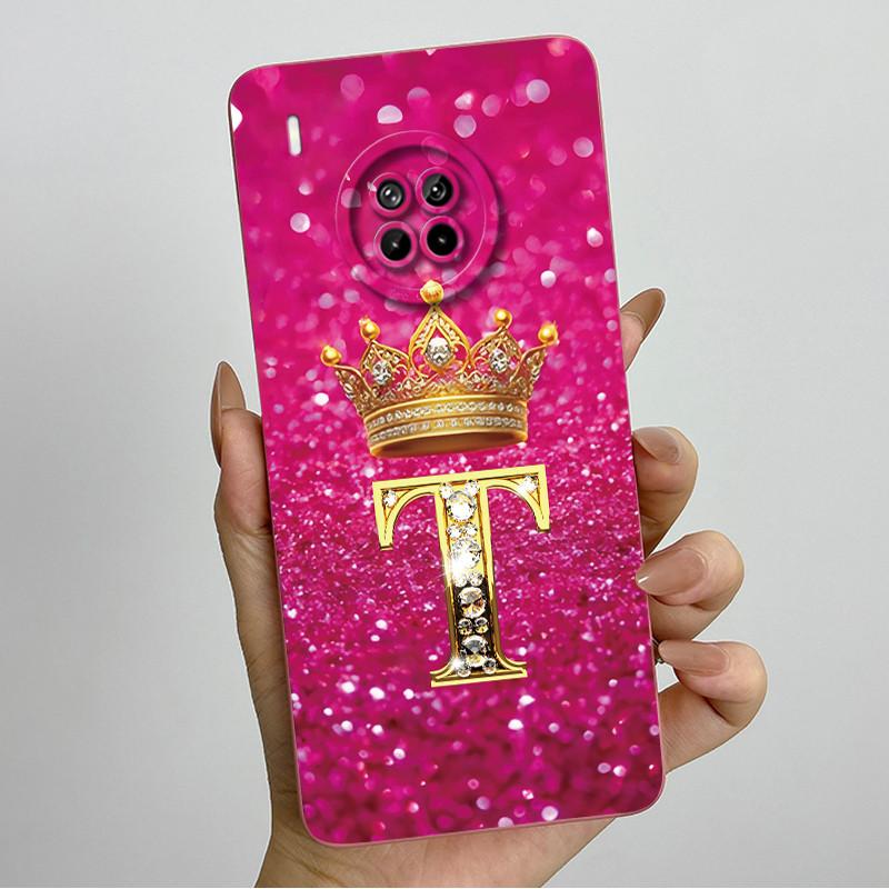 For Huawei Nova 8i Honor 50 Lite Crown Initial Letter Couple Phone Case Nova8i Honor 50Lite Soft Silicone TPU Protective Casing