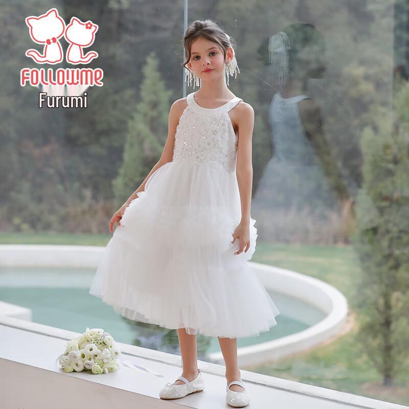 

Girls Sweet Mesh Sleeveless Princess Dress 150