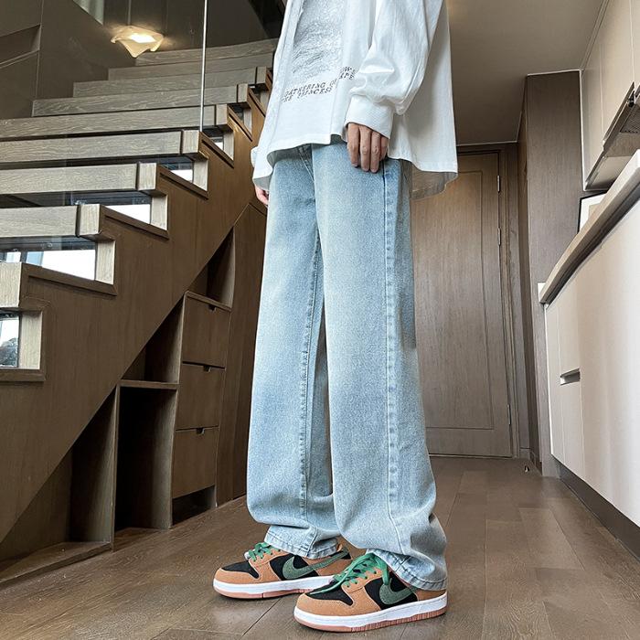 | Spring and Summer New Basic Versatile Jeans Men's American High Street Trendy Brand Loose Wide-leg Straight-leg Pants