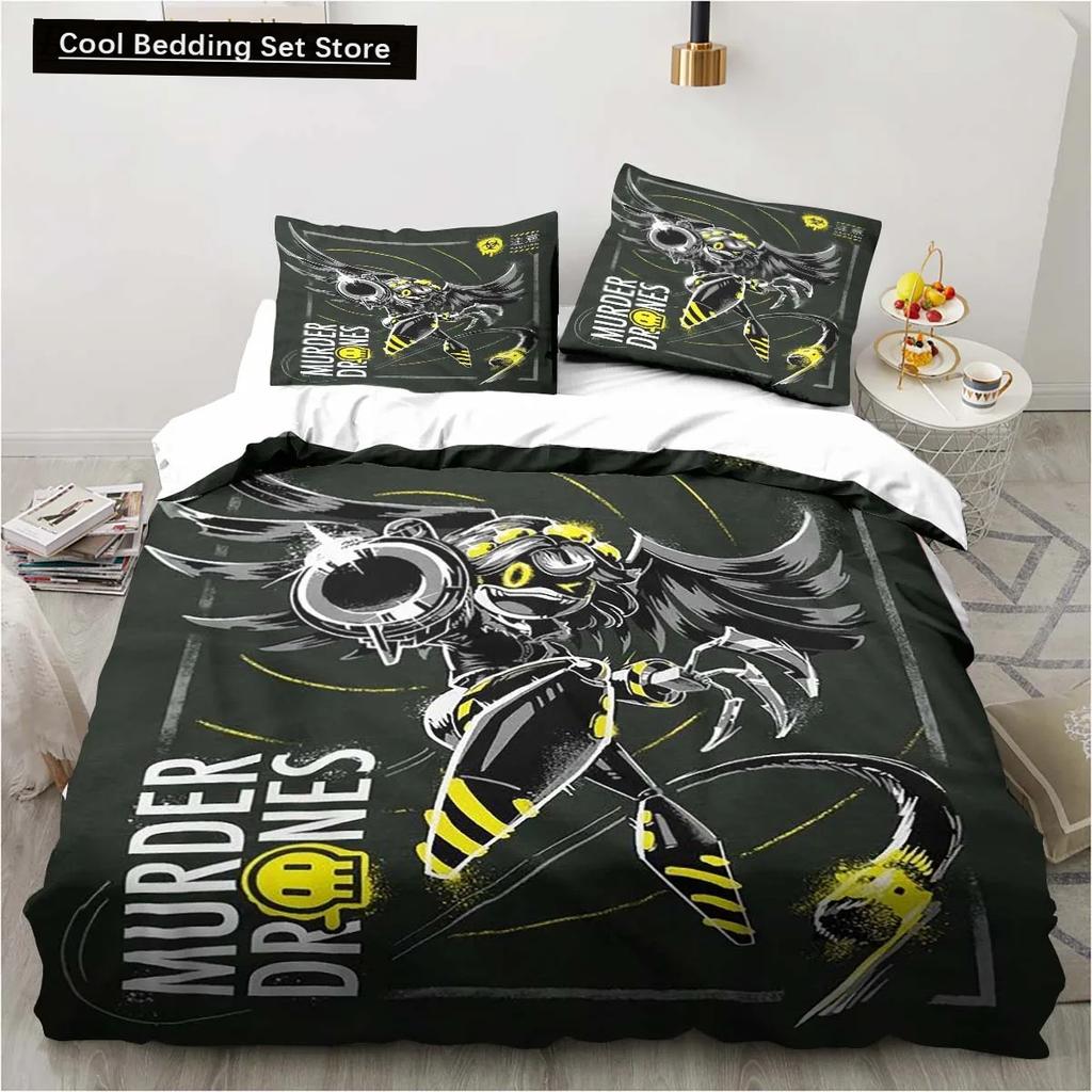New 3D Print Murder-Drones Cartoon Bedding Set,Duvet Cover Bed Set Quilt Cover Pillowcase,King Queen Twin Size Boys Girls Adults