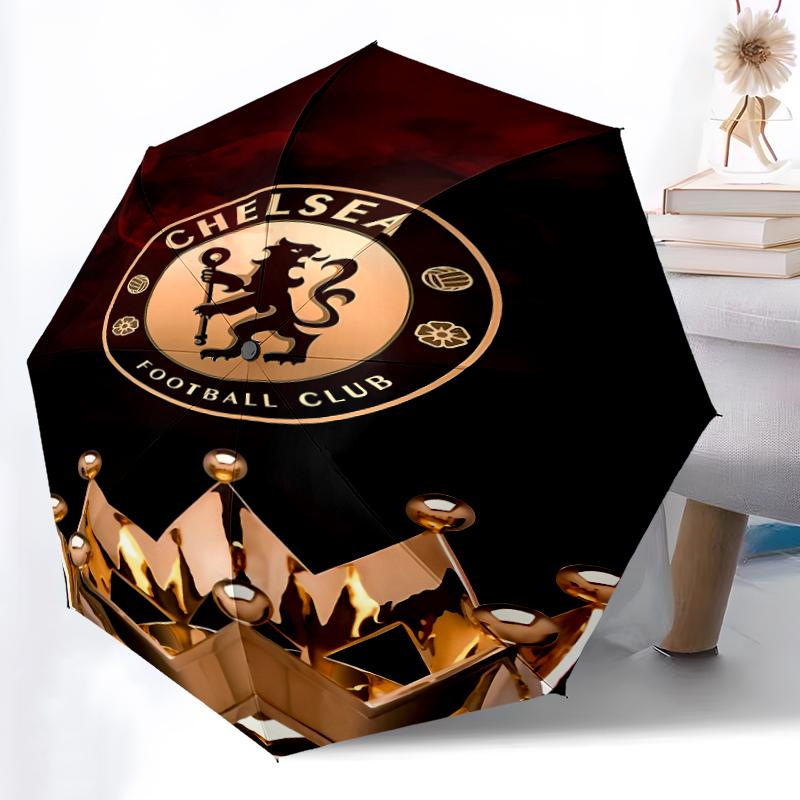 Printed Chelsea FC logo Printed Folding Umbrella,Outdoor,Leisure,And Travel Umbrella,Durable Umbrella Fabric,Birthday And Holiday Gift