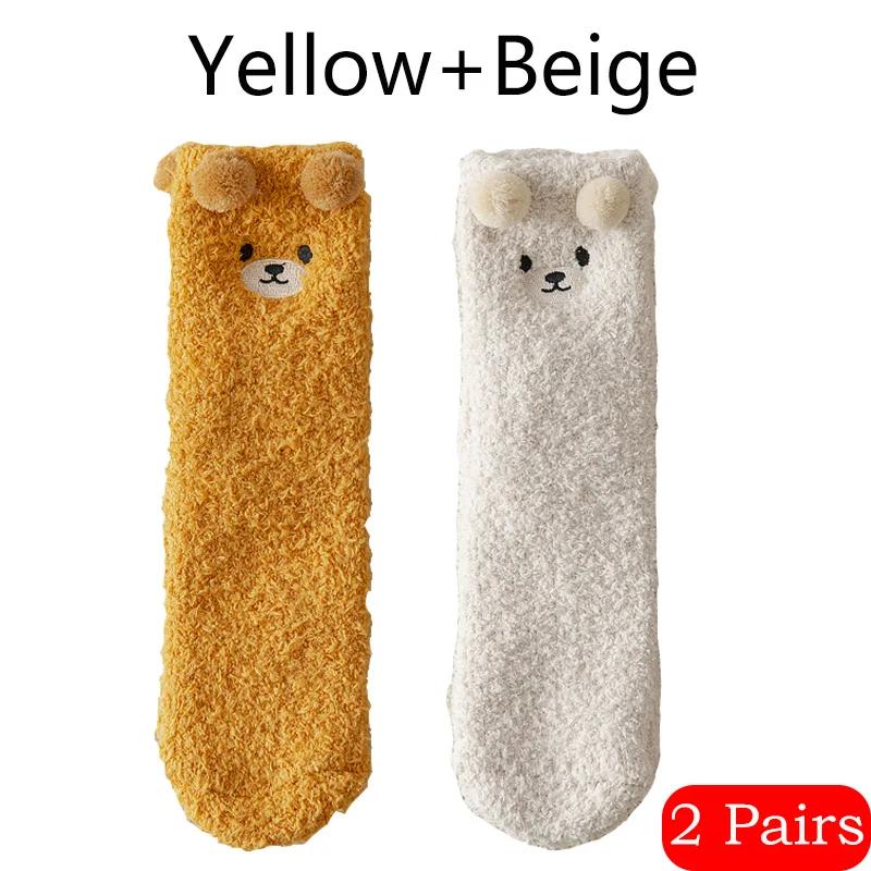 Coral Velvet Women's Winter Thickened Plush Warm Comfortable Sleeping Sock Cute Cartoon Lovely Floor Socks Nice Plus Stockings