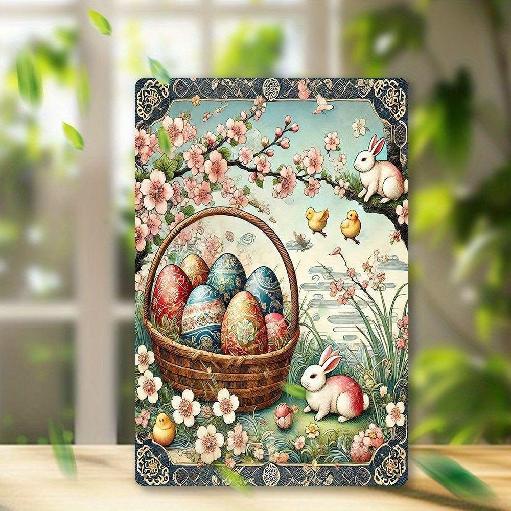 Easter Rabbit Metal Tin Sign Wall Art Decor 20x30cm