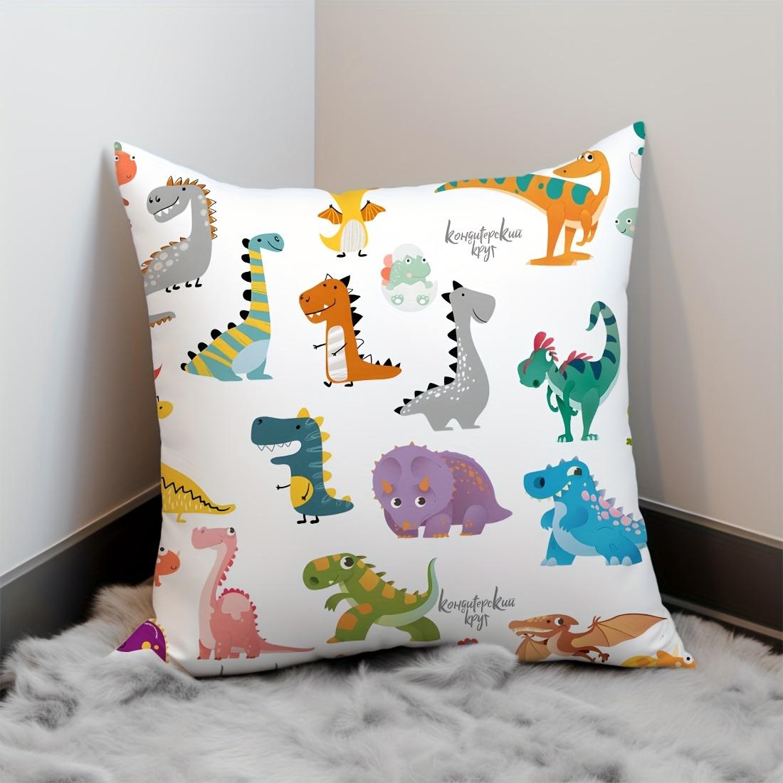 1pc Cute Dinosaur Illustration Design Throw Pillow Cover Square Pillow Cover Case Zipper Pillowcase Accessories Home Decorative 45x45cm 18x18in