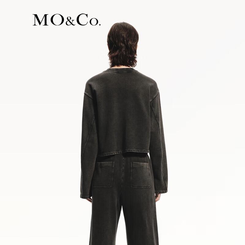 MO&Co. Distressed Cotton Crewneck Sweatshirt