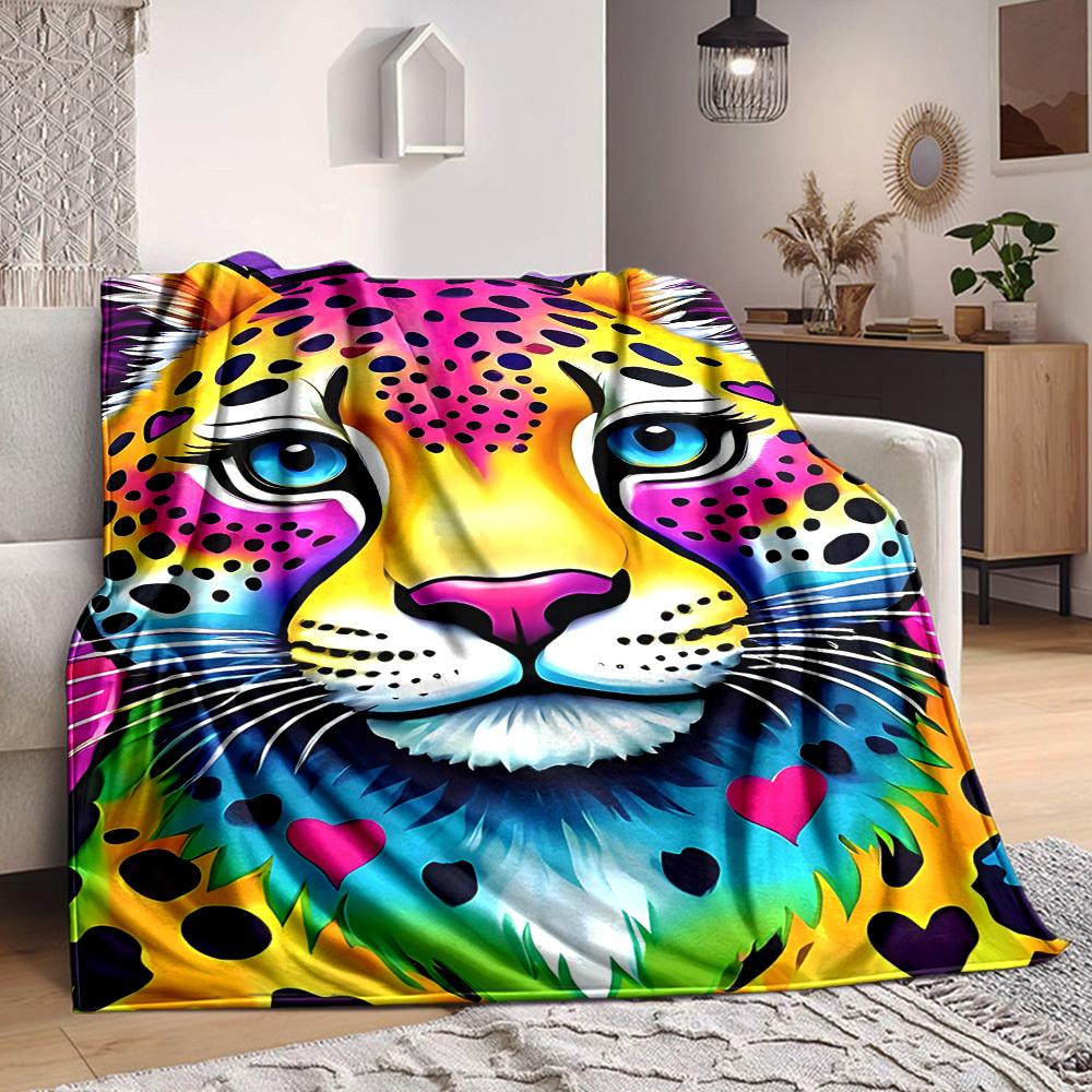 

1pc Colorful Leopard Print Blanket - Perfect Gift for Birthdays, Christmas & Halloween- Soft, Warm & Versatile yy250909146 75x90cm