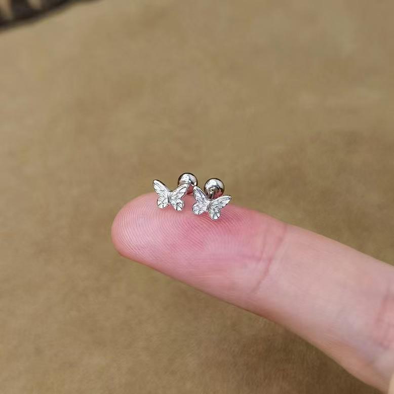 

Жіночі сережки-гвоздики зі срібним бантом S925 butterfly, 1 pair of screw earrings