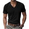 Loose Casual Men's T-shirt Corduroy V-neck Short Sleeve