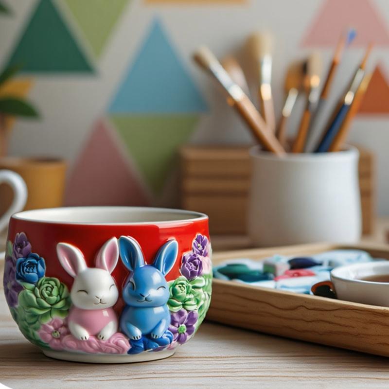 Flexible Silicone Mold For Resin Jewelry Crafting With Embossed Rabbit Garden Planter Design Easy Demolding Strong DIY Art Supplies