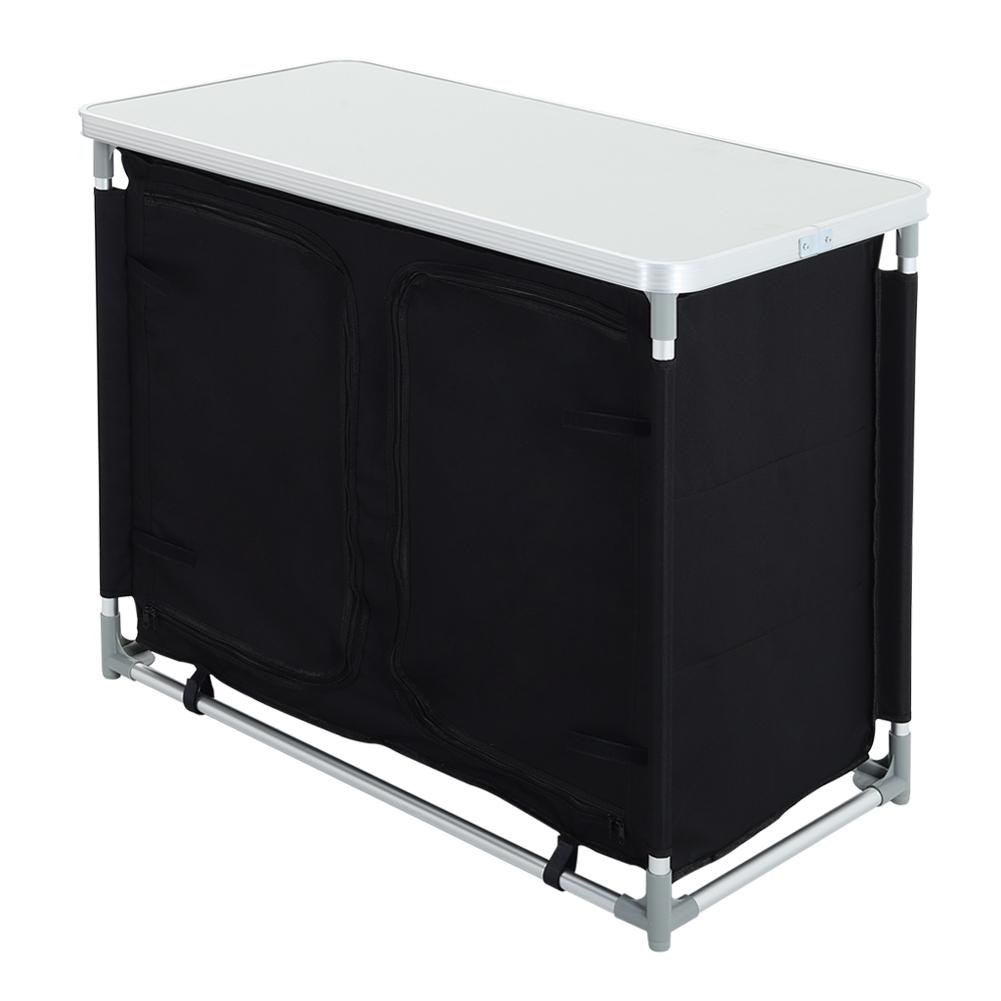 Folding Outdoor Kitchen Cupboard Storage Shelf Table