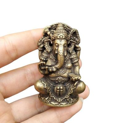 1/3PCS Asia India Thailand Elephant God Figure Sculpture Mini Vintage Brass Ganesha Statue Home Office Desk Decorative Ornament