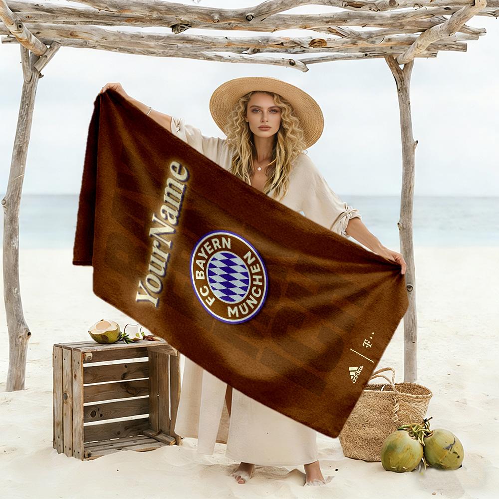 Bayern Munich Personalized Name Beach Towel High Absorbency & Quick-Dry Perfect for Traveling Yoga Camping and Swimming