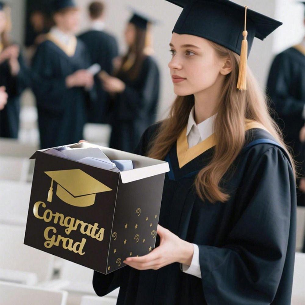Black Golden Graduation Voting Box DIY Congrats Grad Card Box  Class of 2026
