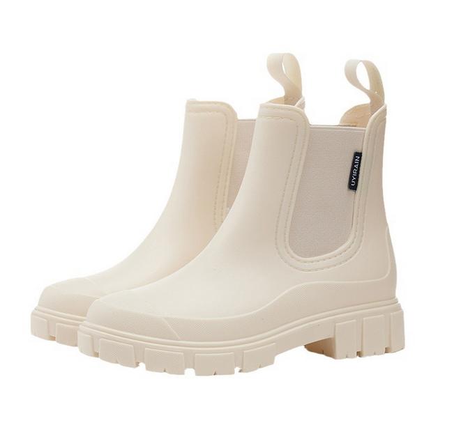 

Women Waterproof Boots Elastic Mouth Ankle Boots Mid Top Rain Shoes Non Slip Outdoor Indoor Chelsea Boot Wading Shoe 36 бежевий