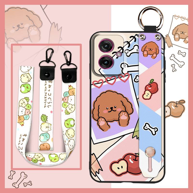 Silicone Cartoon Phone Case For MOTO G55 5G Anti-dust Phone Holder Cute Anti-knock Wrist Strap Soft Case Fashion Design