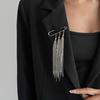 Exaggerate Long Tassel Chain Brooch Heart Imitates Pearls Multi-Layer Chain Multi Functional Fixed Pin Pants Clothes Decoration