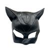 Breathable Halloween Face Mask Catw Woman Mask, Black Cat Eye Costume Soft Latex Leather Look Accessory for Masquerade Superhero Cosplay Party