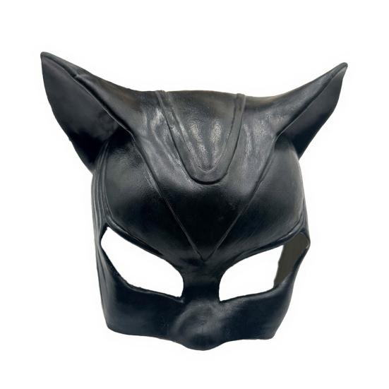 Breathable Halloween Face Mask Catw Woman Mask, Black Cat Eye Costume Soft Latex Leather Look Accessory for Masquerade Superhero Cosplay Party