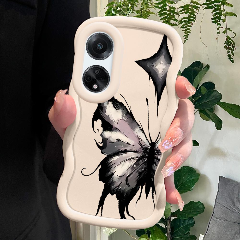 

Окрашенный узор Big Wave Edge Мягкий силиконовый материал Macaron чехол для телефона противоударный защитный резиновый чехол для OPPO Reno Realme OPPO A76 белый