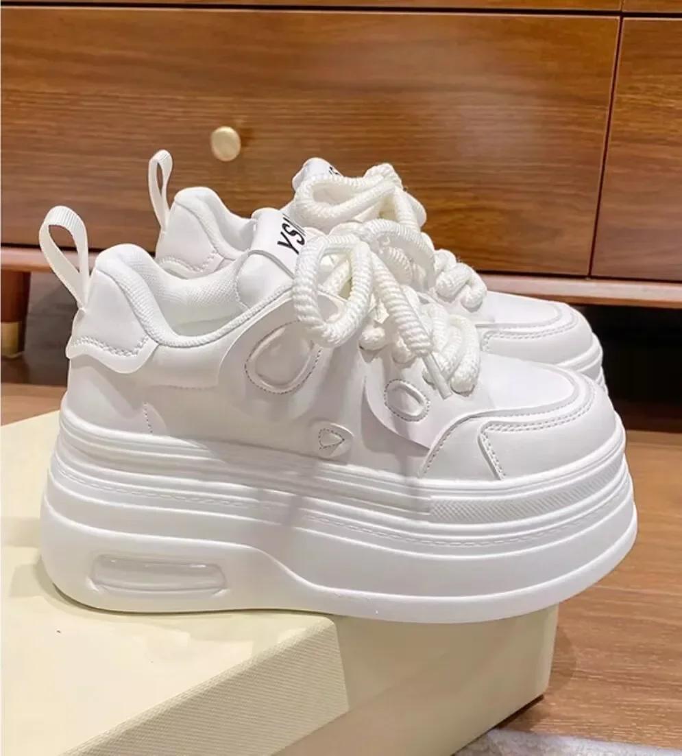 

Senior Sense Small White Shoes Women 2024 New Lightweight Platform Platform Shoes Casual Small Height Inside Women Shoes 35 белый