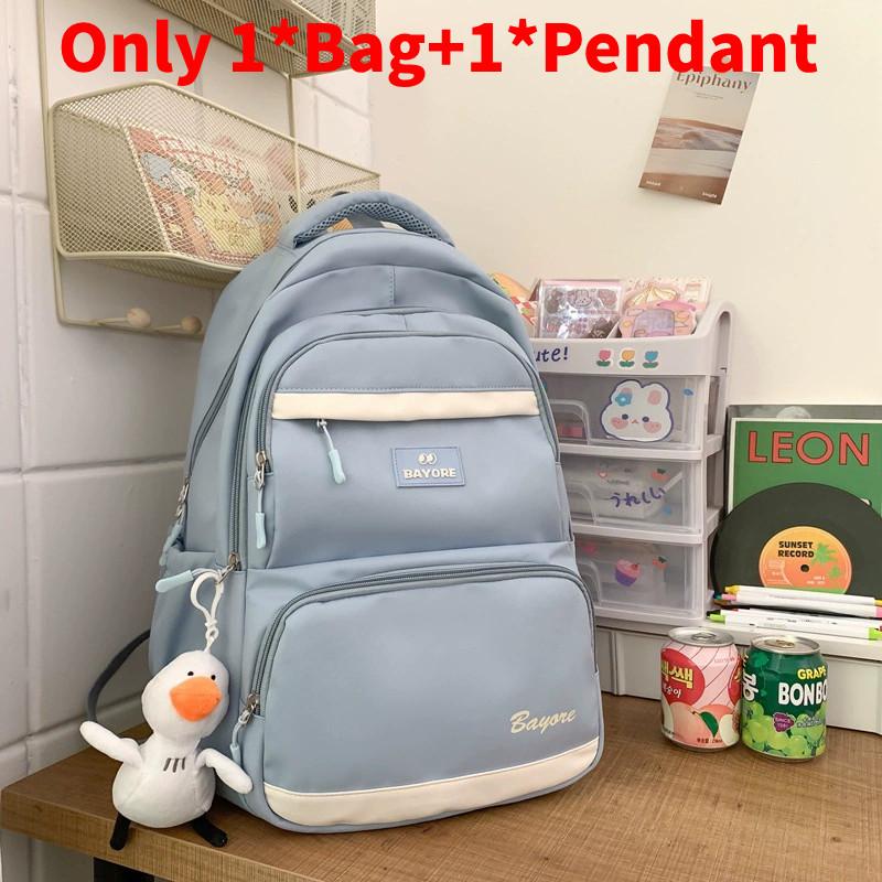 

Bayore Letter Pattern Student Backpack With Durable Polyester And Large Capacity For School And Travel Blue Pendant