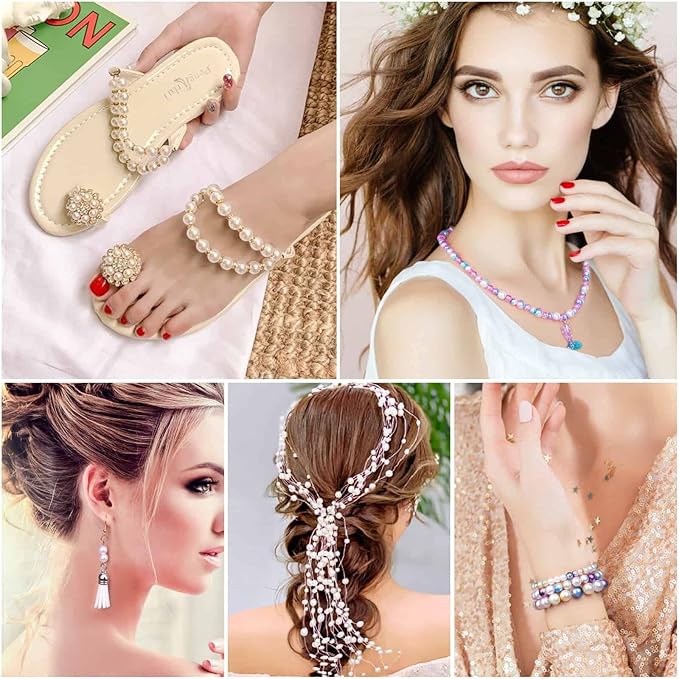 Gradient Pearls Beads Kit Rainbow ABS Pearl Beads Bracelet Making Kit for DIY Earrings Necklaces Bracelets Jewelry Making Craft