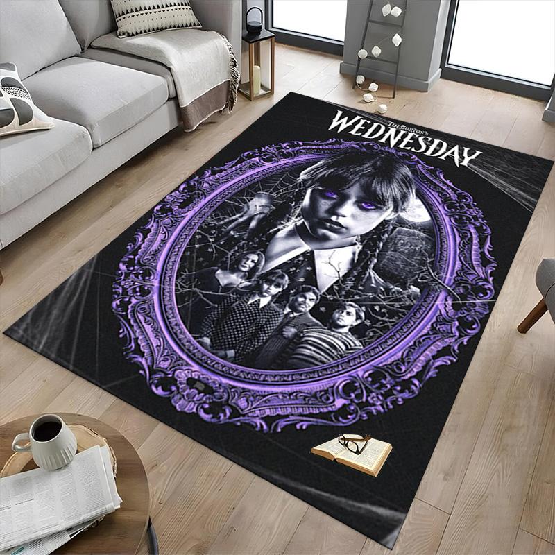 1pc Wednesday Addams Family Carpet for Playroom Bedroom Living Room Sofa Home Decor,kids Game Area Rug Non-slip Floor Mat Y82671