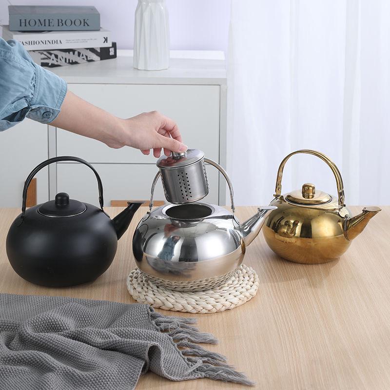 Stainless Steel Teapot Kettle with Filter - Flat/Spherical Base, Exquisite Design