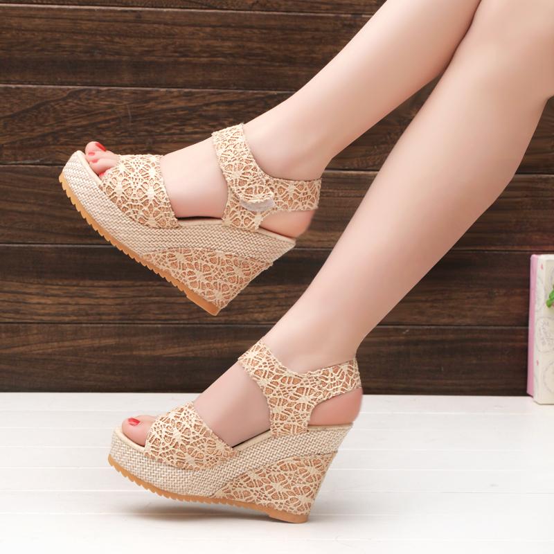 Fashion Wedge Sandals for Women Summer Casual Non-slip Peep Toe Platform Shoes Rubber Sole Buckle Elegant Heel Woman Sandale