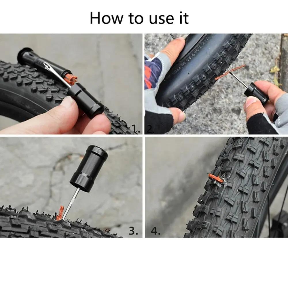 Tubeless Tire Repair Kit Rubber Strips Insertion Tool for MTB and Road Bikes Ideal for Quick Fix Outdoors