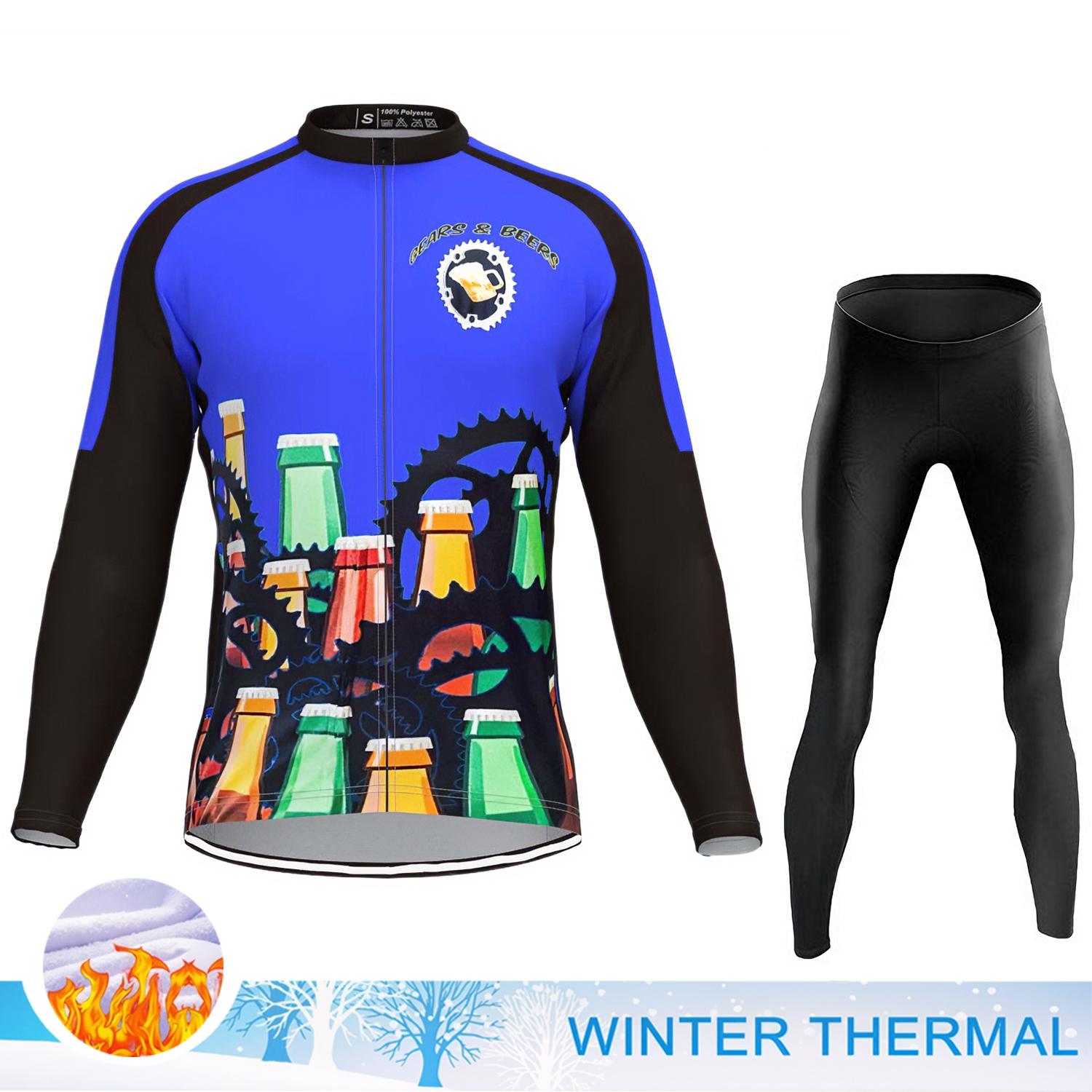 

2026 Winter Cycling Pants Men Cycle Sets for Winter Thermal Clothing Set for Cycling Outfit Man Sport Suit Road Bikes Bicycle Male Asian sizes - 4XL