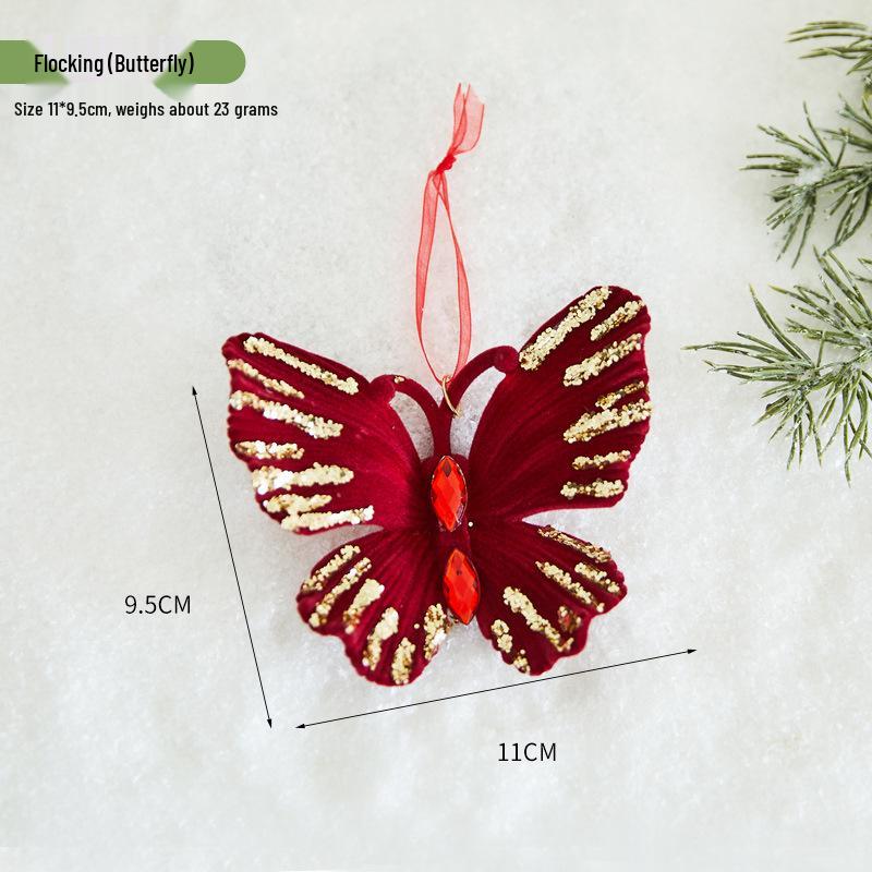 Christmas Flocking Bow Ornament - Window & Tree Decor