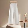 Women's Khaki Lyocell Wide-Leg Straight Drape Pants - Spring 2026