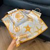 Fashion Black and White Printing Temperament Square Scarf Imitation Silk Korean Version Decorative Scarf Scarf Professional Decorative Shawl Silk Scar