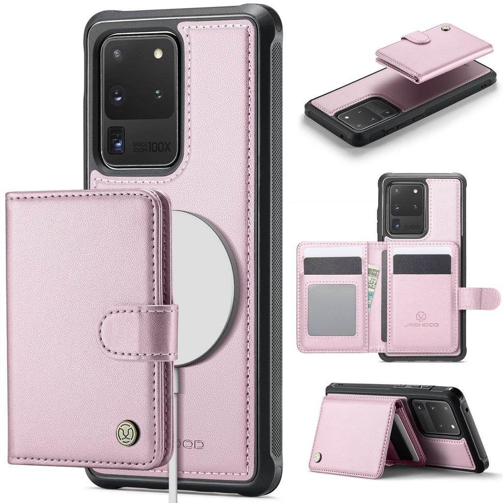 For Samsung Galaxy S20 Ultra Case JEEHOOD J09 RFID Blocking Card Holder Leather Back Phone Cover Magnetic Case