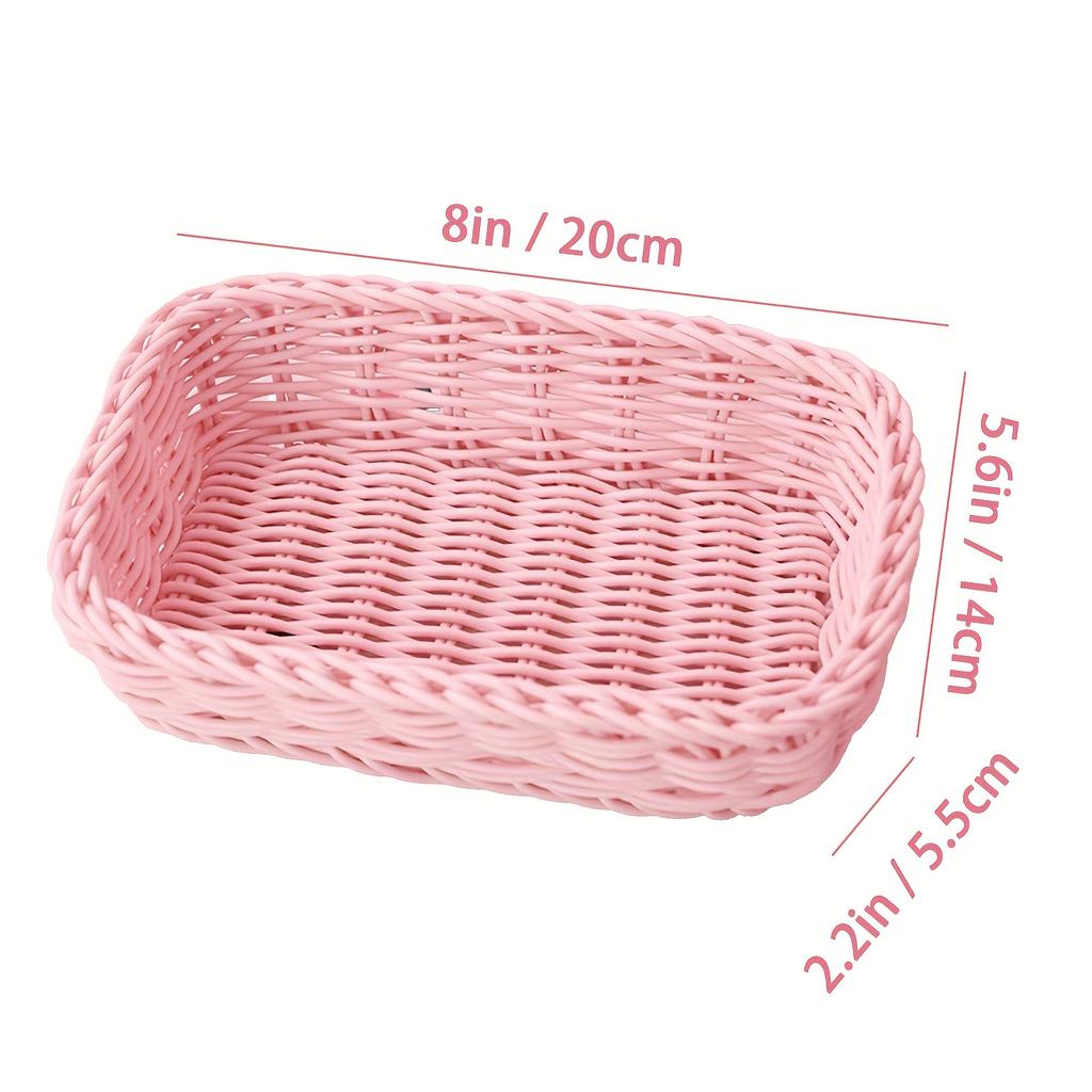 Striped Woven Storage Basket, Multifunctional Desktop Organizer, Ideal for Office Desk, Bedroom Table Small Items Storage