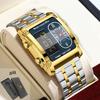 New Men Watch Square Fashion Stainless Steel Electronic Watch Alarm Clock&Timing Quartz Movement Waterproof Business Watch