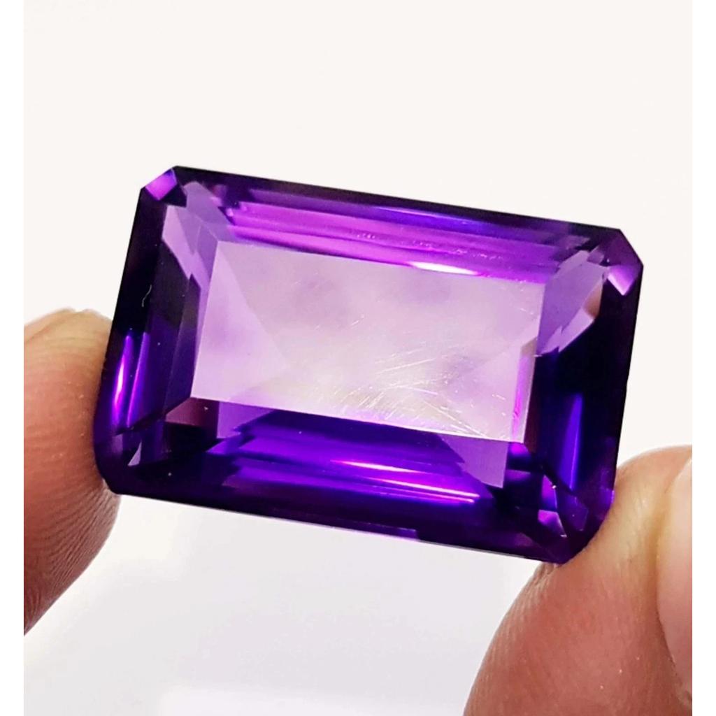 Natural Purple Amethyst Emerald Cut 75 Ct Faceted Certified Rare Loose Gemstone