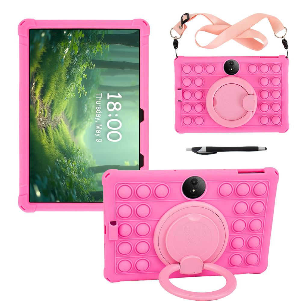 360 Rotating Stand Case Universal For TCL Tab 11 Gen2 FE 2024 11 inch 9465X With Handle Grip Shoulder Strap Soft Silicone Cover