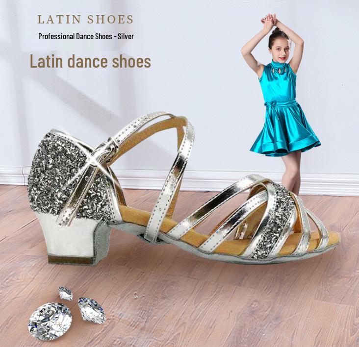 Banqiao Di Girls' Latin Dance Shoes - Spring/Summer Five Strap Practice and Competition Shoes