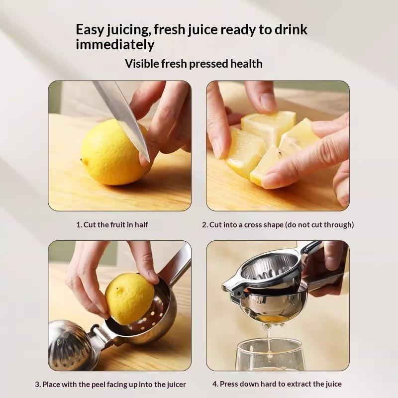 1Pcs Stainless Steel Manual Citrus Juicer High Juice Yield Easy Squeeze Handle For Home Kitchen Fresh Juice Cocktail Making