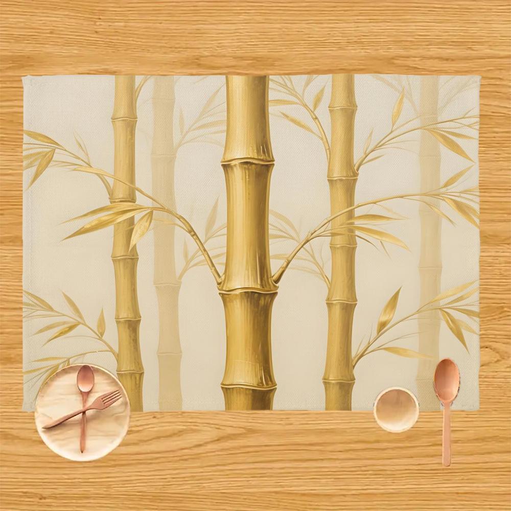 1pc Placemat Brown Bamboo Pattern Table Mat For Dining Table Kitchen Accessories Coffee Tea Coaster