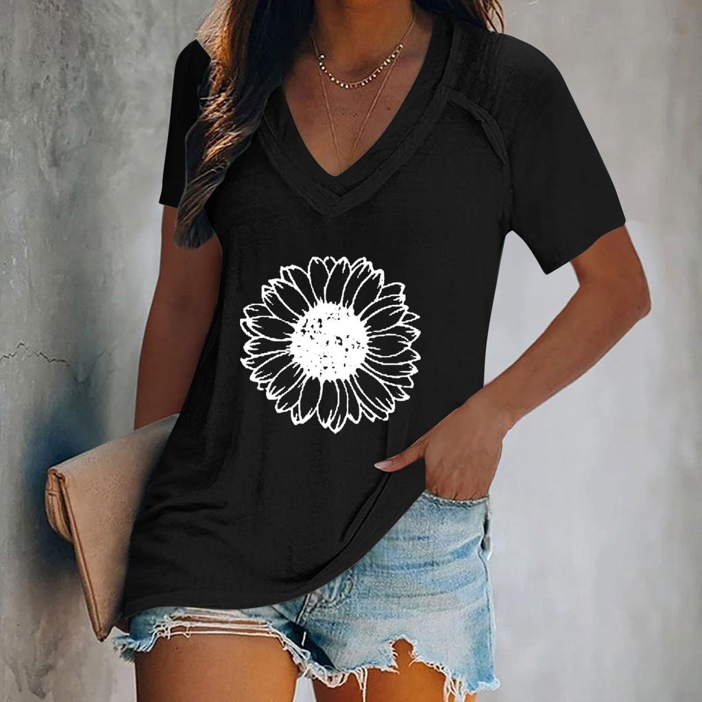 Dámské topy Oblečené letní Móda Ležérní Potisk Ležérní Tričko Ramenní Rukáv Výstřih do V Tenká splývavá tunika