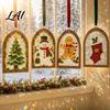 Holiday Fireplace Decor Christmas Sea Glass Suncatcher Stained Style Acrylic Window Hanging Ornament Cute Suncatcher Tree/Snowman/Gingerbread